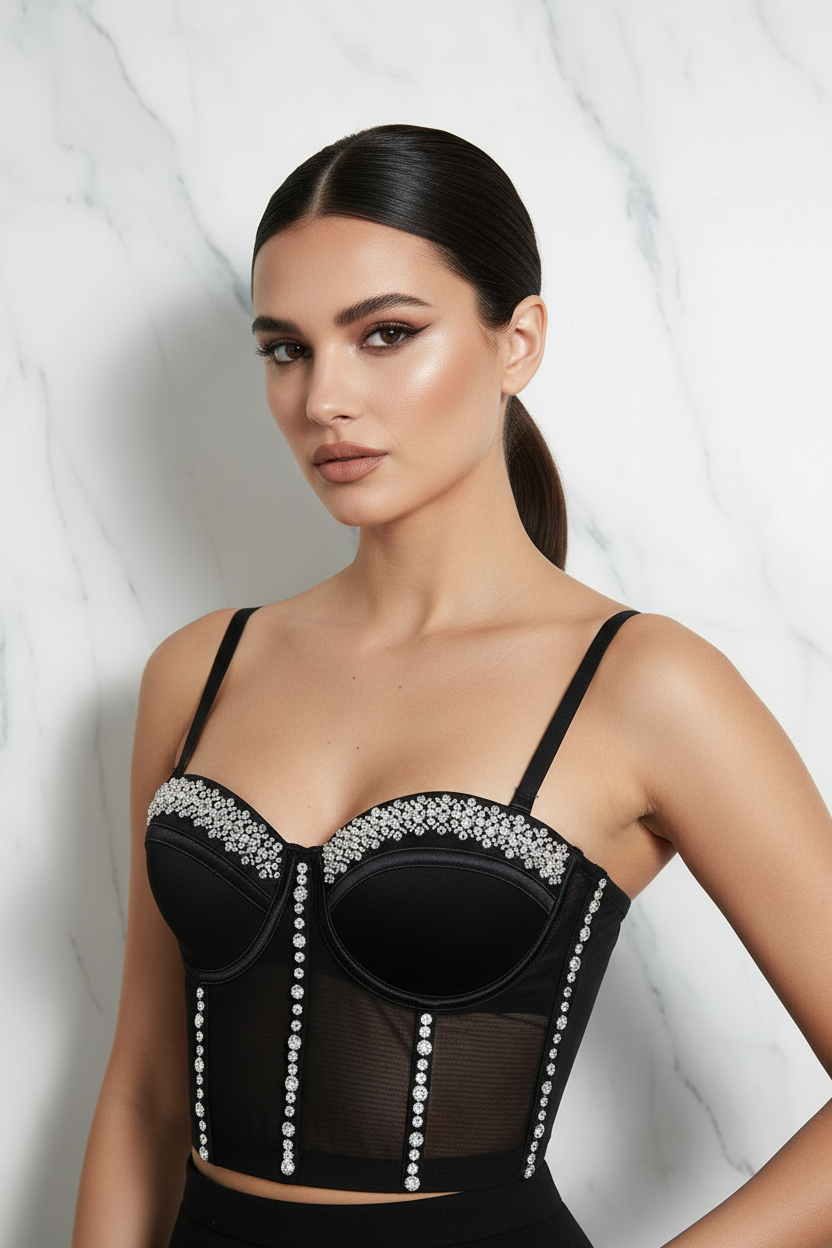 Editorial portret rhinestone corset