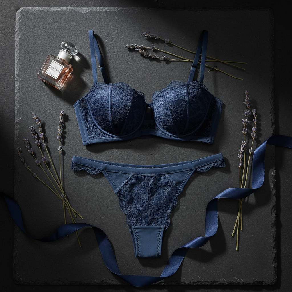Navy Blue Lingerie – Dark Flat Lay